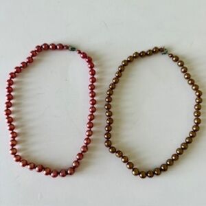 set of 2 Vintage faux coloured pearl necklaces